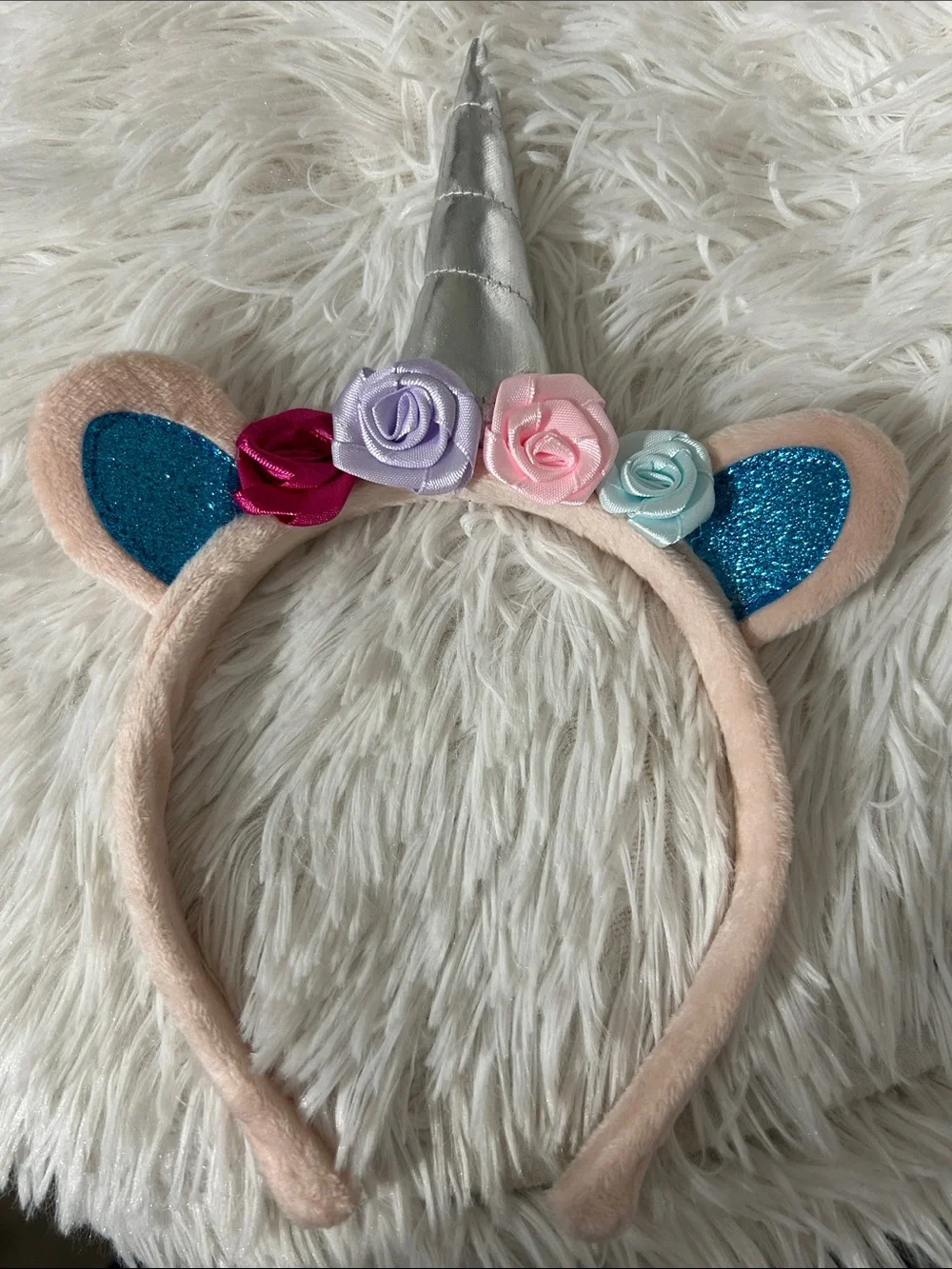 Pastel Pink Unicorn Headband with Sparkle Ears - Princess Accessories